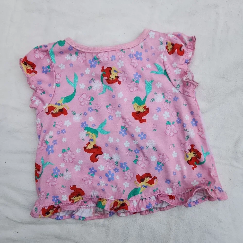 Disney Princess Ariel The Little Mermaid Pink Ruffle Pajama Top Only Size 18M